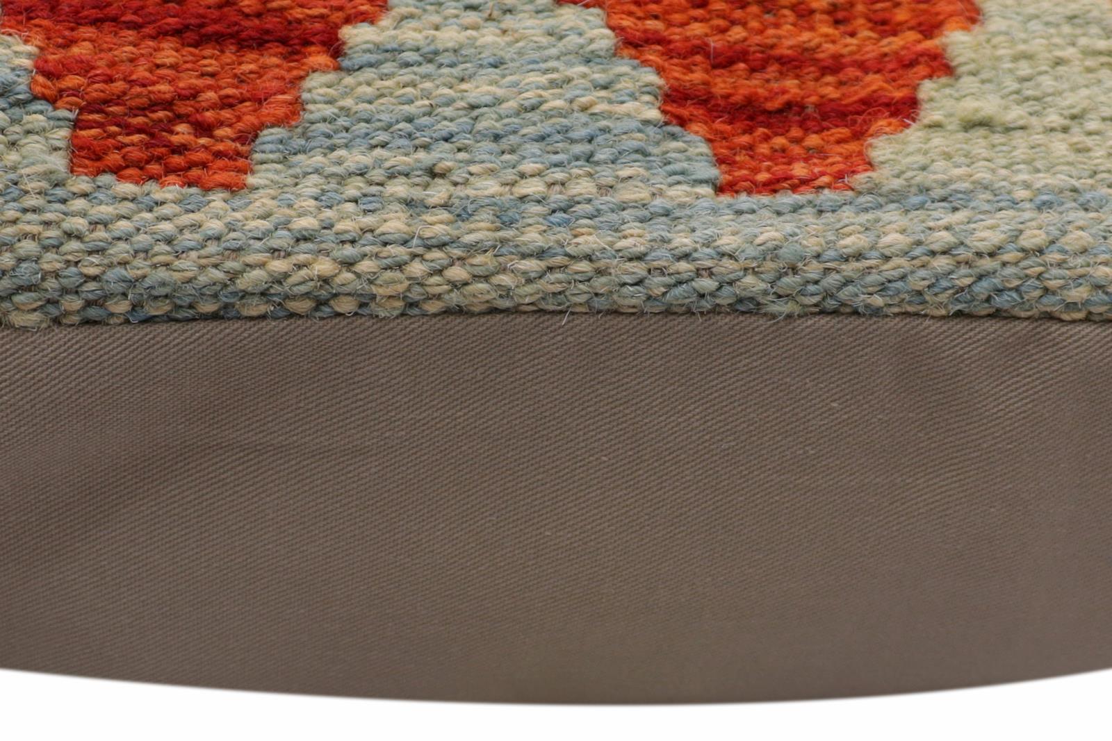 handmade Traditional Pillow Blue Rust Hand-Woven SQUARE 100% WOOL Hand woven turkish pillow2 x 2