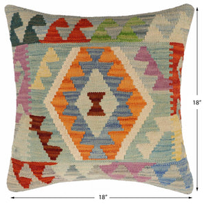 handmade Traditional Pillow Blue Rust Hand-Woven SQUARE 100% WOOL Hand woven turkish pillow2 x 2