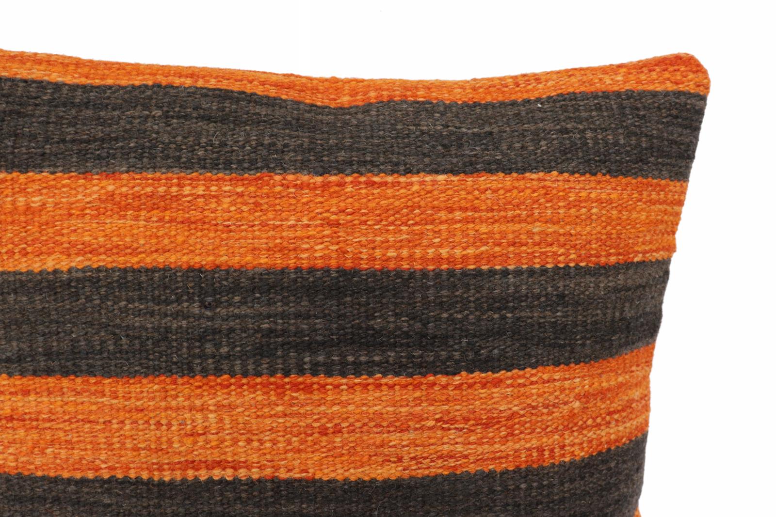 handmade Modern Pillow Rust Black Hand-Woven SQUARE 100% WOOL  Hand woven turkish pillow  2 x 2