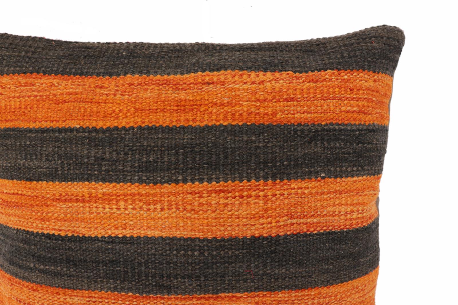 handmade Modern Pillow Rust Black Hand-Woven SQUARE 100% WOOL  Hand woven turkish pillow  2 x 2