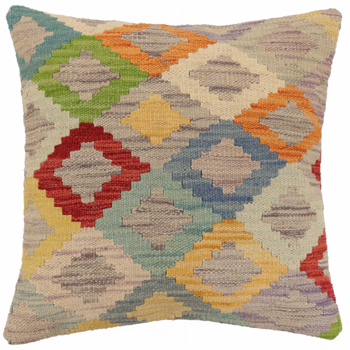 handmade Traditional Pillow Blue Red Hand-Woven SQUARE 100% WOOL Hand woven turkish pillow2 x 2