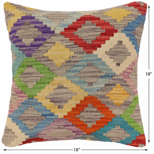 handmade Traditional Pillow Blue Red Hand-Woven SQUARE 100% WOOL Hand woven turkish pillow2 x 2