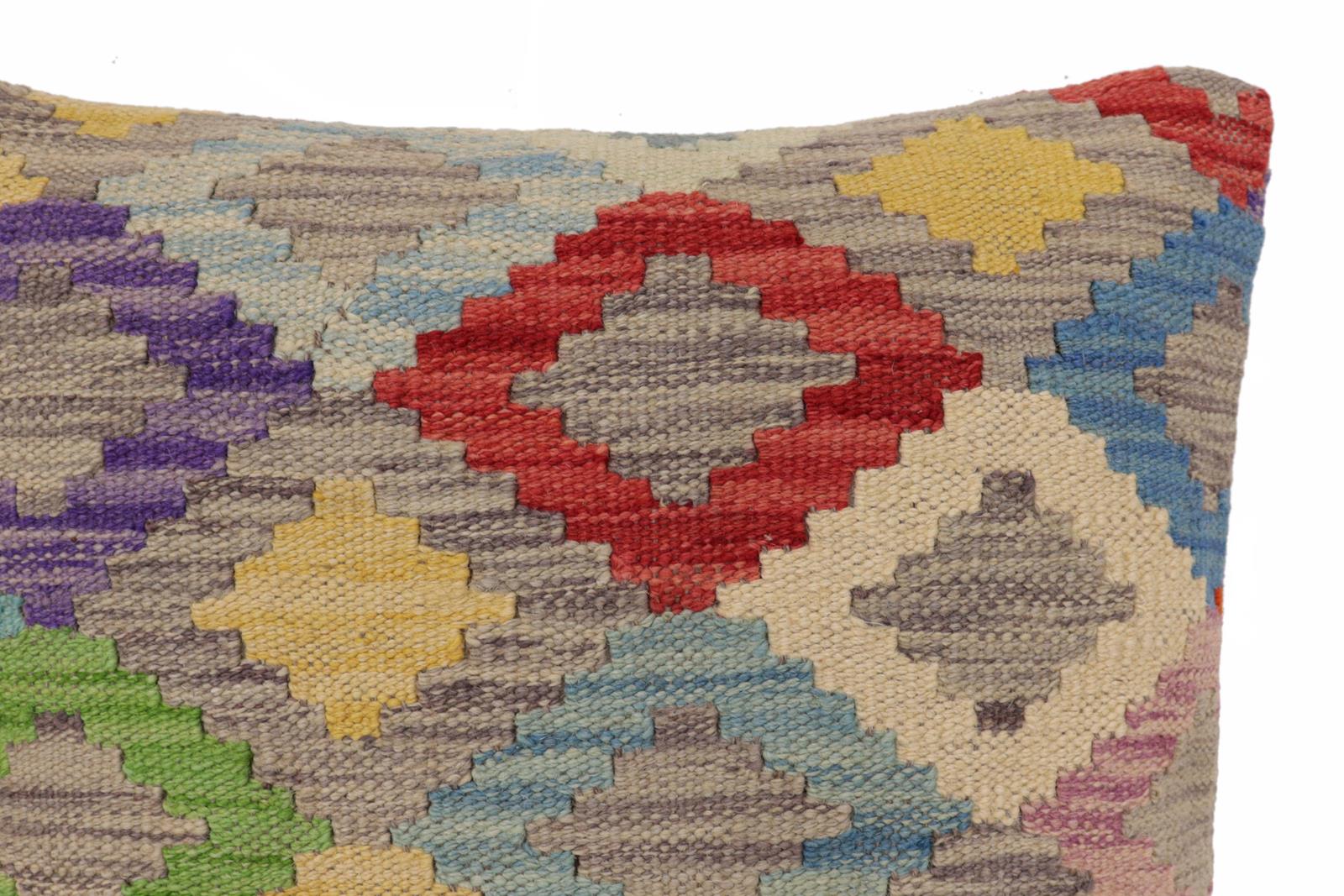 handmade Traditional Pillow Blue Red Hand-Woven SQUARE 100% WOOL Hand woven turkish pillow2 x 2