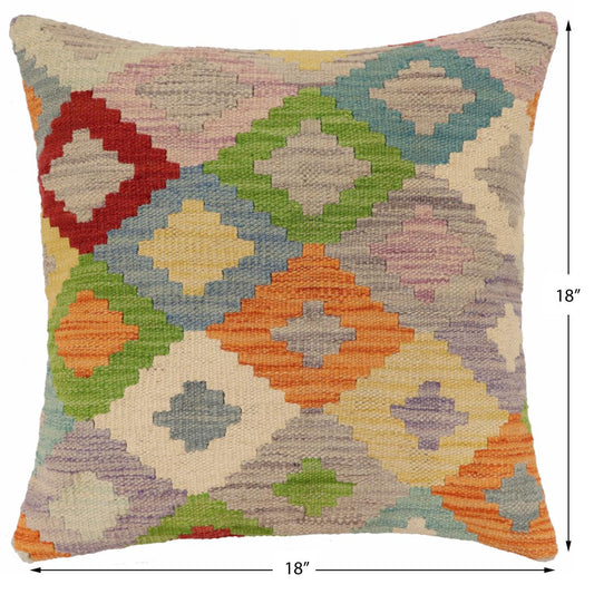 handmade Traditional Pillow Blue Red Hand-Woven SQUARE 100% WOOL Hand woven turkish pillow2 x 2