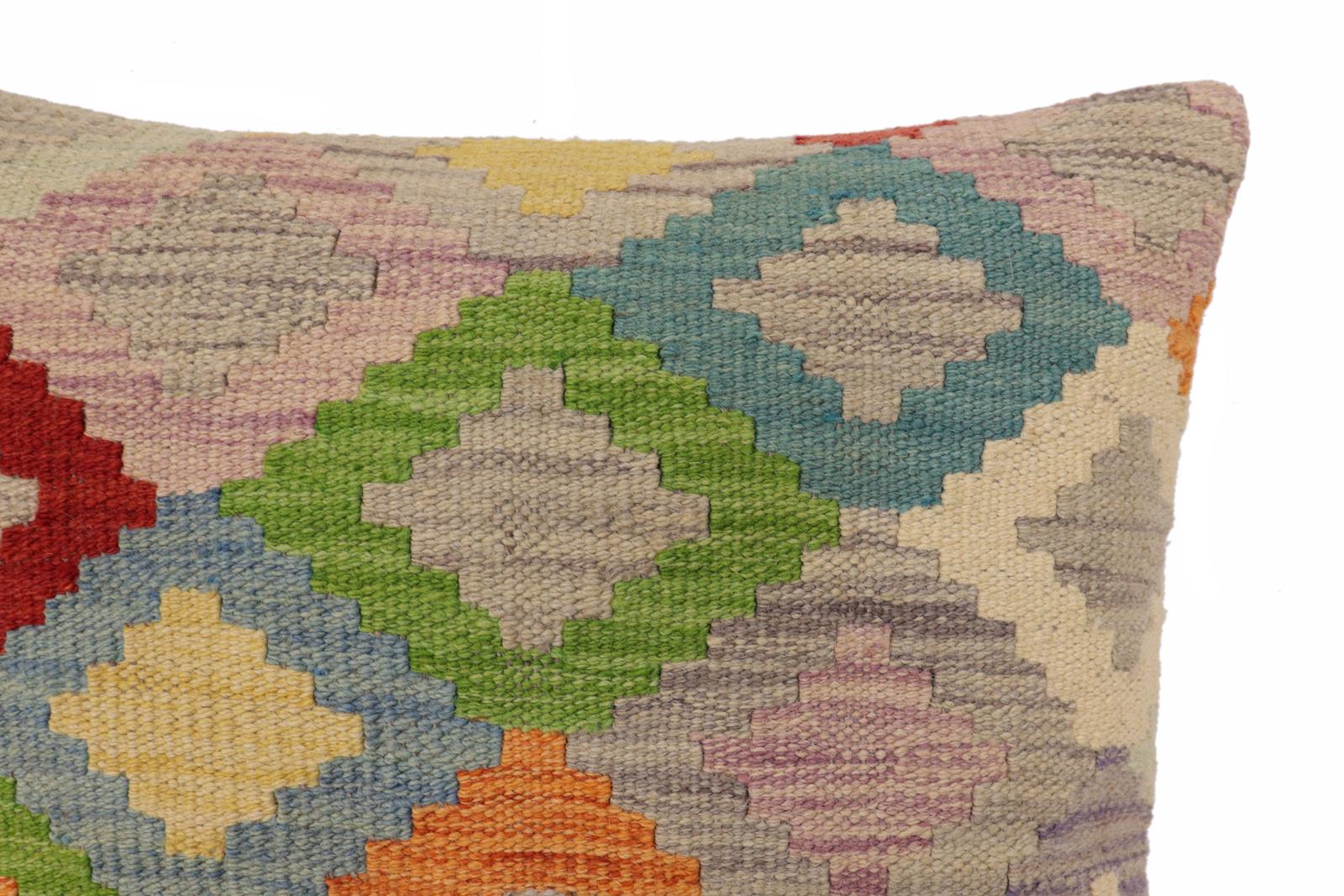 handmade Traditional Pillow Blue Red Hand-Woven SQUARE 100% WOOL Hand woven turkish pillow2 x 2
