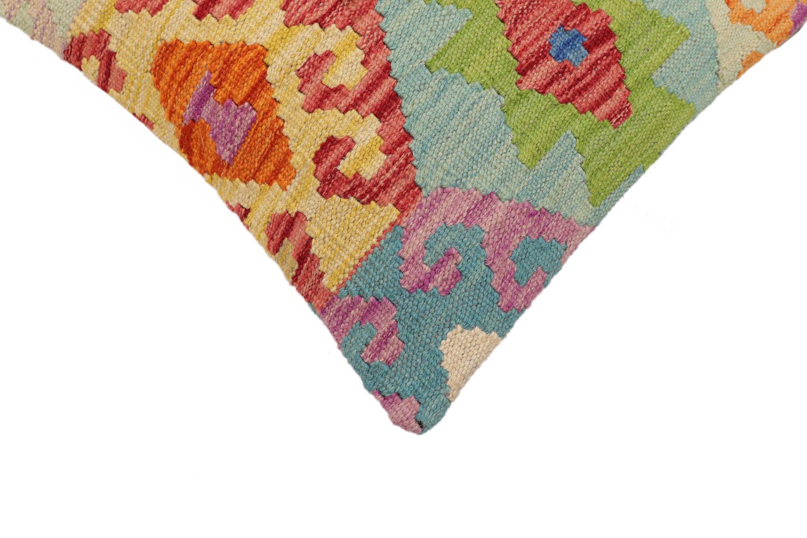 handmade Traditional Pillow Blue Rust Hand-Woven SQUARE 100% WOOL Hand woven turkish pillow2 x 2