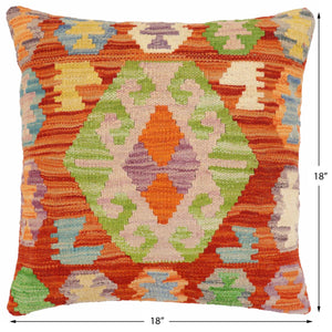 handmade Traditional Pillow Rust Blue Hand-Woven SQUARE 100% WOOL Hand woven turkish pillow2 x 2