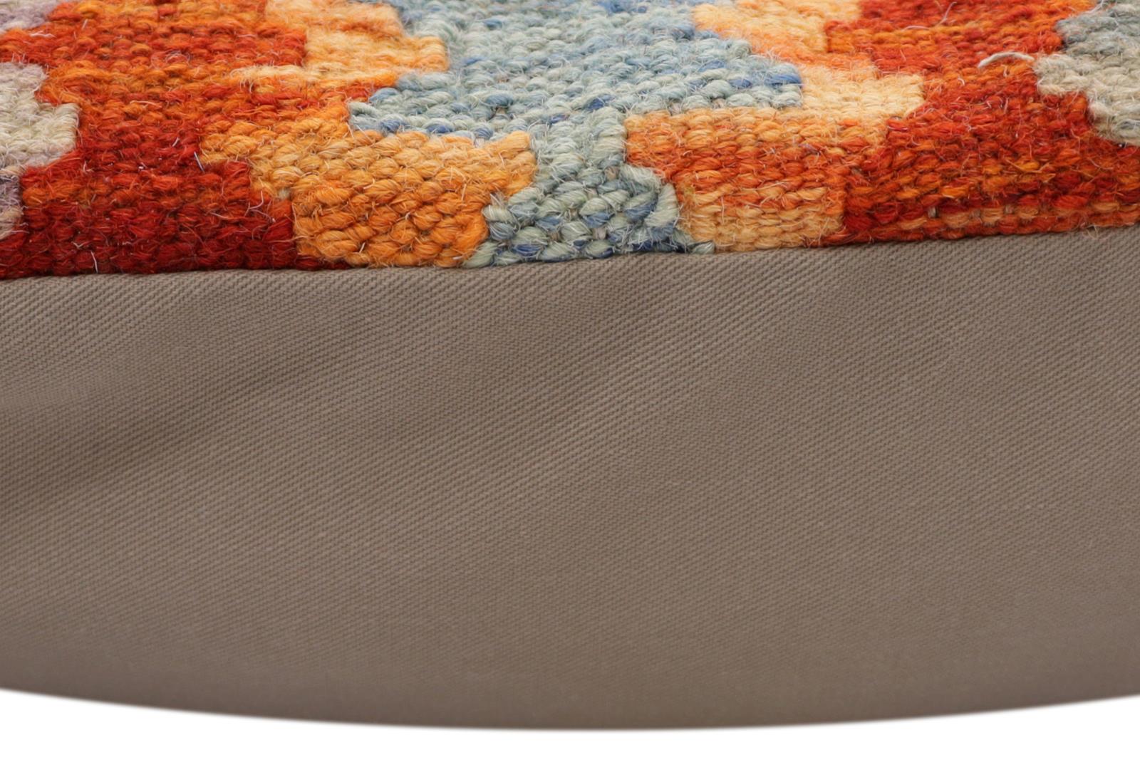 handmade Traditional Pillow Rust Blue Hand-Woven SQUARE 100% WOOL Hand woven turkish pillow2 x 2