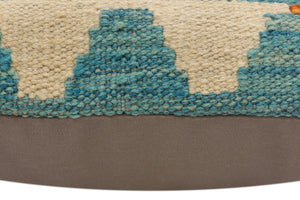 handmade Traditional Pillow Blue Rust Hand-Woven SQUARE 100% WOOL Hand woven turkish pillow2 x 2