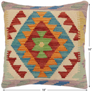 handmade Traditional Pillow Red Blue Hand-Woven SQUARE 100% WOOL Hand woven turkish pillow2 x 2