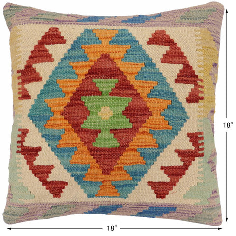 handmade Traditional Pillow Red Blue Hand-Woven SQUARE 100% WOOL Hand woven turkish pillow2 x 2