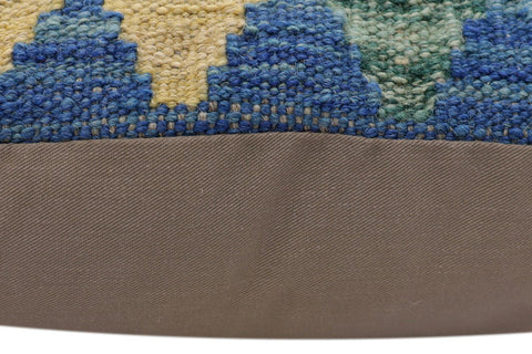 handmade Traditional Pillow Blue Gray Hand-Woven SQUARE 100% WOOL Hand woven turkish pillow2 x 2