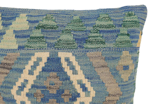 handmade Traditional Pillow Blue Gray Hand-Woven SQUARE 100% WOOL Hand woven turkish pillow2 x 2
