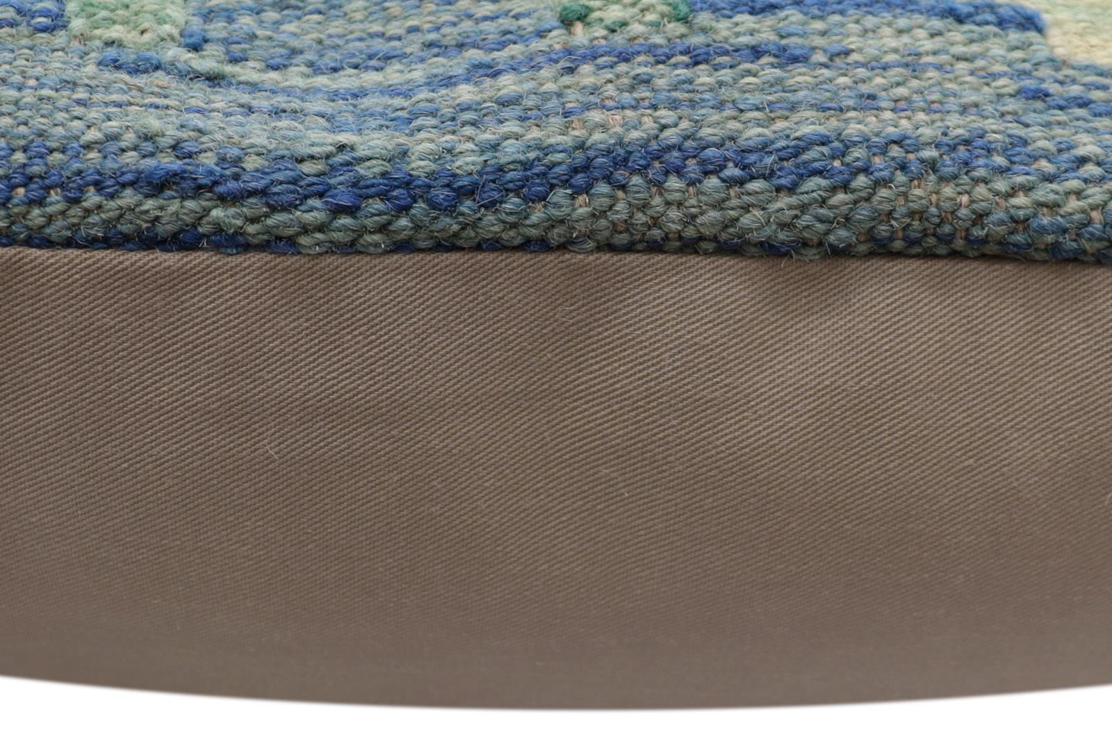 handmade Traditional Pillow Blue Gray Hand-Woven SQUARE 100% WOOL Hand woven turkish pillow2 x 2