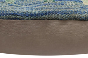 handmade Traditional Pillow Blue Gray Hand-Woven SQUARE 100% WOOL Hand woven turkish pillow2 x 2