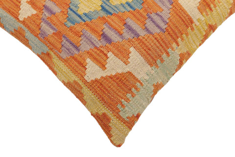 handmade Traditional Pillow Orange Blue Hand-Woven SQUARE 100% WOOL Hand woven turkish pillow2 x 2