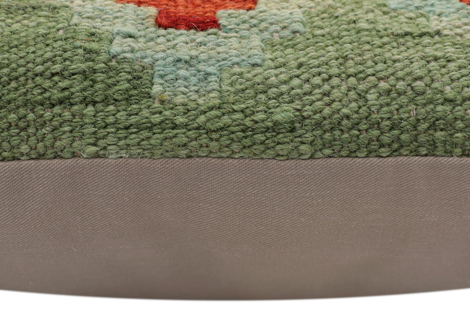 handmade Traditional Pillow Green Rust Hand-Woven SQUARE 100% WOOL Hand woven turkish pillow2 x 2