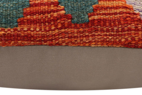 handmade Traditional Pillow Rust Blue Hand-Woven SQUARE 100% WOOL  Hand woven turkish pillow  2 x 2