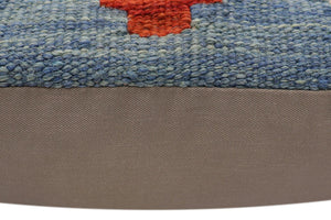 handmade Traditional Pillow Blue Rust Hand-Woven SQUARE 100% WOOL Hand woven turkish pillow2 x 2