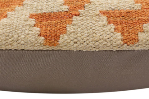 handmade Traditional Pillow Orange Beige Hand-Woven SQUARE 100% WOOL Hand woven turkish pillow2 x 2