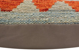 handmade Traditional Pillow Blue Rust Hand-Woven SQUARE 100% WOOL Hand woven turkish pillow2 x 2