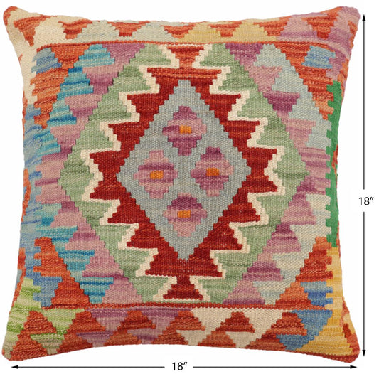 handmade Traditional Pillow Rust Blue Hand-Woven SQUARE 100% WOOL Hand woven turkish pillow2 x 2