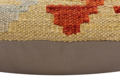 handmade Traditional Pillow Rust Blue Hand-Woven SQUARE 100% WOOL  Hand woven turkish pillow  2 x 2