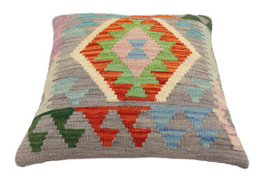 handmade Traditional Pillow Gray Rust Hand-Woven SQUARE 100% WOOL Hand woven turkish pillow2 x 2