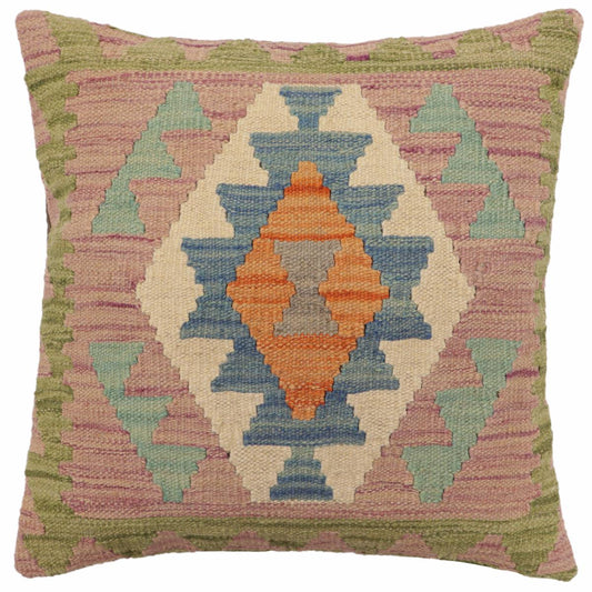 handmade Traditional Pillow Blue Green Hand-Woven SQUARE 100% WOOL Hand woven turkish pillow2 x 2