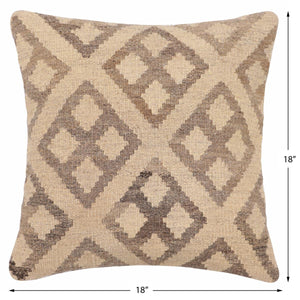 handmade Traditional Pillow Beige Brown Hand-Woven SQUARE 100% WOOL Hand woven turkish pillow2 x 2
