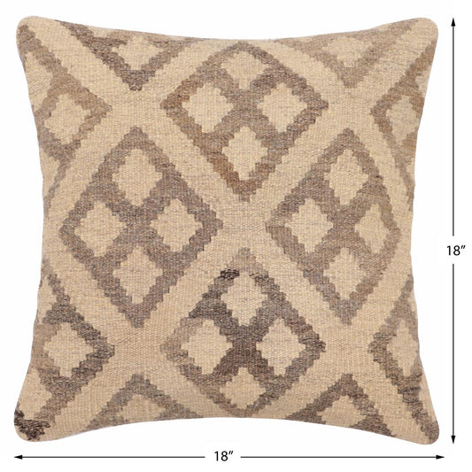 handmade Traditional Pillow Beige Brown Hand-Woven SQUARE 100% WOOL Hand woven turkish pillow2 x 2