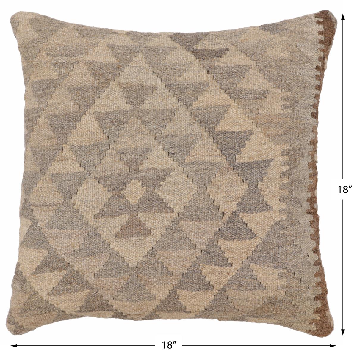 handmade Traditional Pillow Beige Gray Hand-Woven SQUARE 100% WOOL Hand woven turkish pillow2 x 2