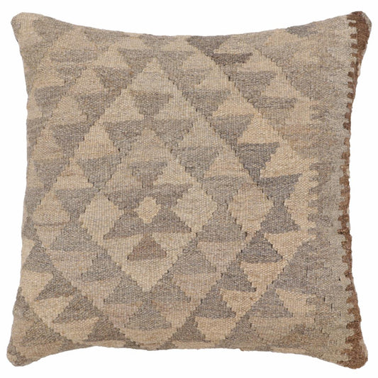 handmade Traditional Pillow Beige Gray Hand-Woven SQUARE 100% WOOL Hand woven turkish pillow2 x 2