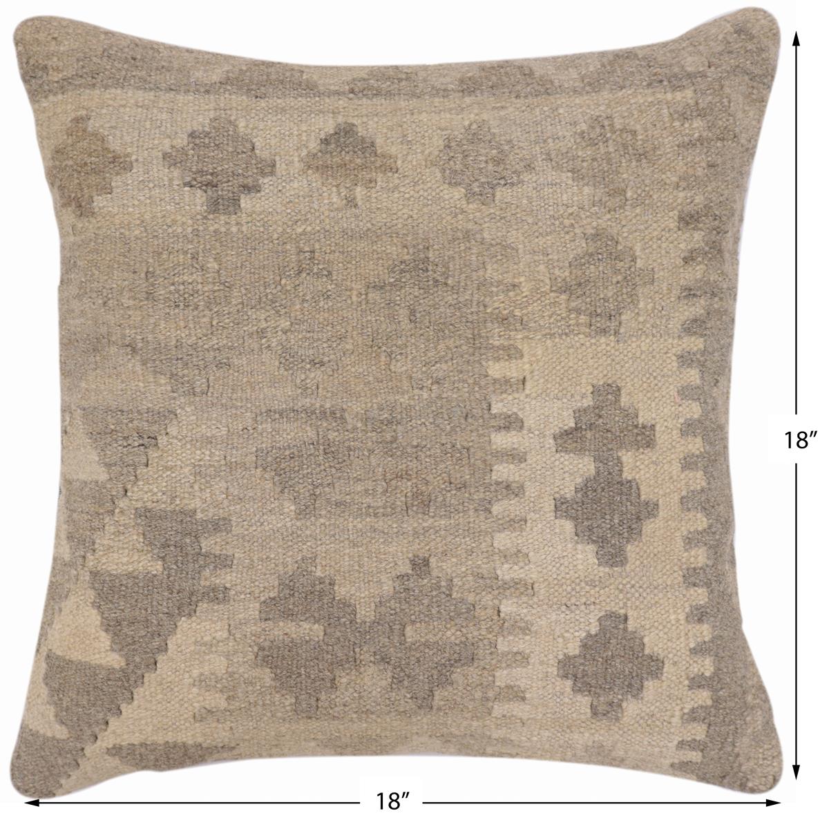 handmade Traditional Pillow Beige Brown Hand-Woven SQUARE 100% WOOL Hand woven turkish pillow2 x 2