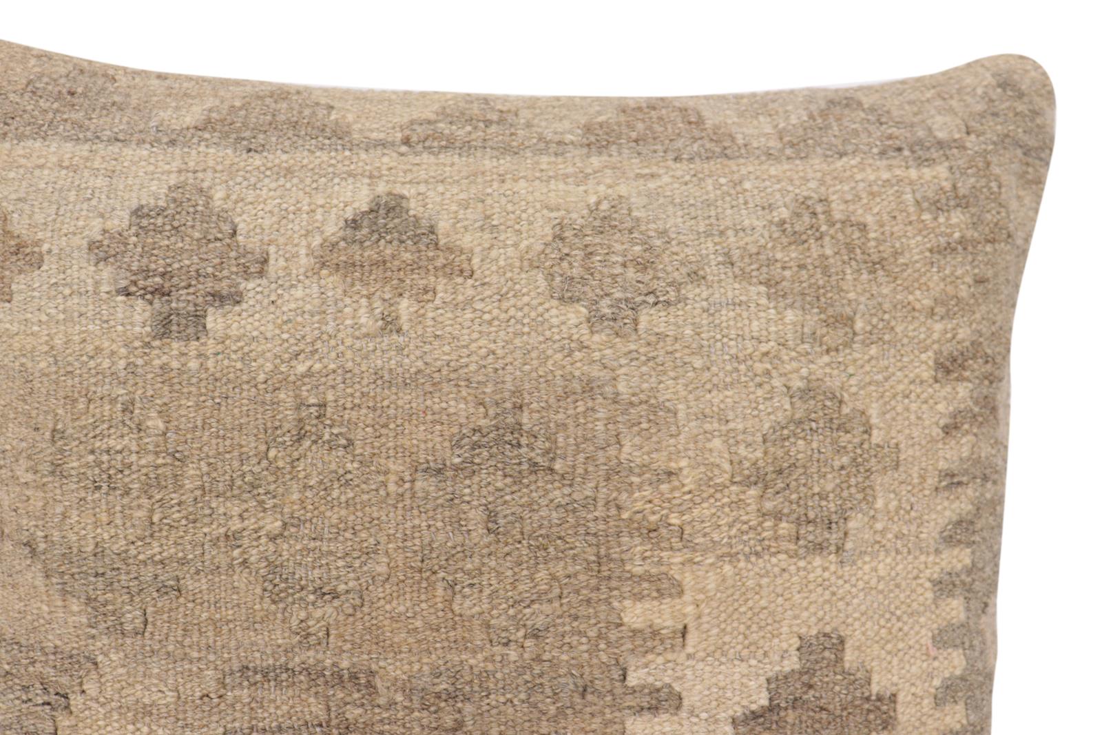 handmade Traditional Pillow Beige Brown Hand-Woven SQUARE 100% WOOL Hand woven turkish pillow2 x 2