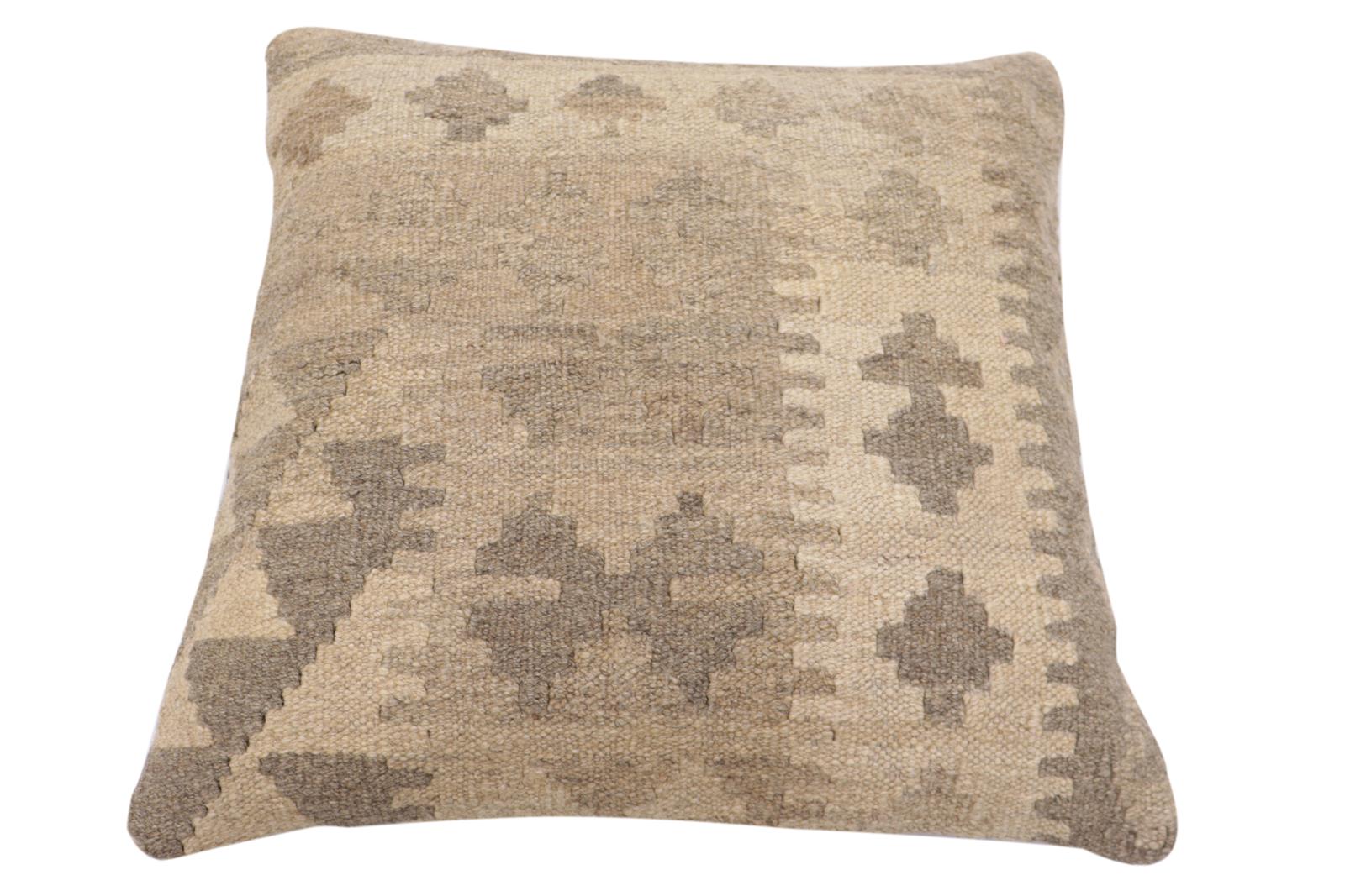 handmade Traditional Pillow Beige Brown Hand-Woven SQUARE 100% WOOL Hand woven turkish pillow2 x 2