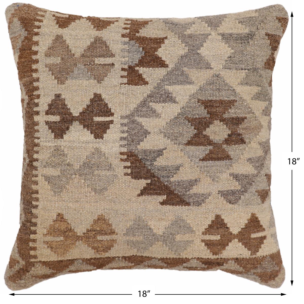 handmade Traditional Pillow Beige Gray Hand-Woven SQUARE 100% WOOL Hand woven turkish pillow2 x 2
