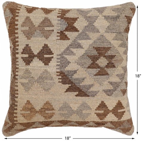 handmade Traditional Pillow Beige Gray Hand-Woven SQUARE 100% WOOL Hand woven turkish pillow2 x 2