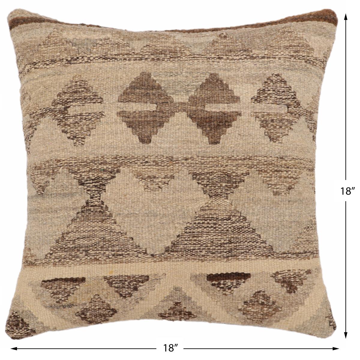 handmade Traditional Pillow Beige Brown Hand-Woven SQUARE 100% WOOL Hand woven turkish pillow2 x 2