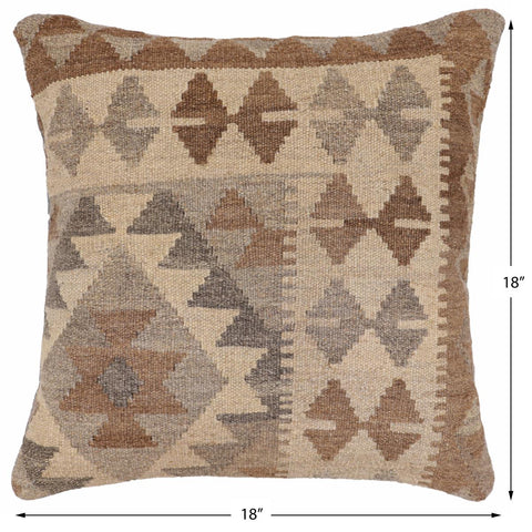 handmade Traditional Pillow Beige Brown Hand-Woven SQUARE 100% WOOL Hand woven turkish pillow2 x 2