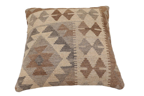 handmade Traditional Pillow Beige Brown Hand-Woven SQUARE 100% WOOL Hand woven turkish pillow2 x 2
