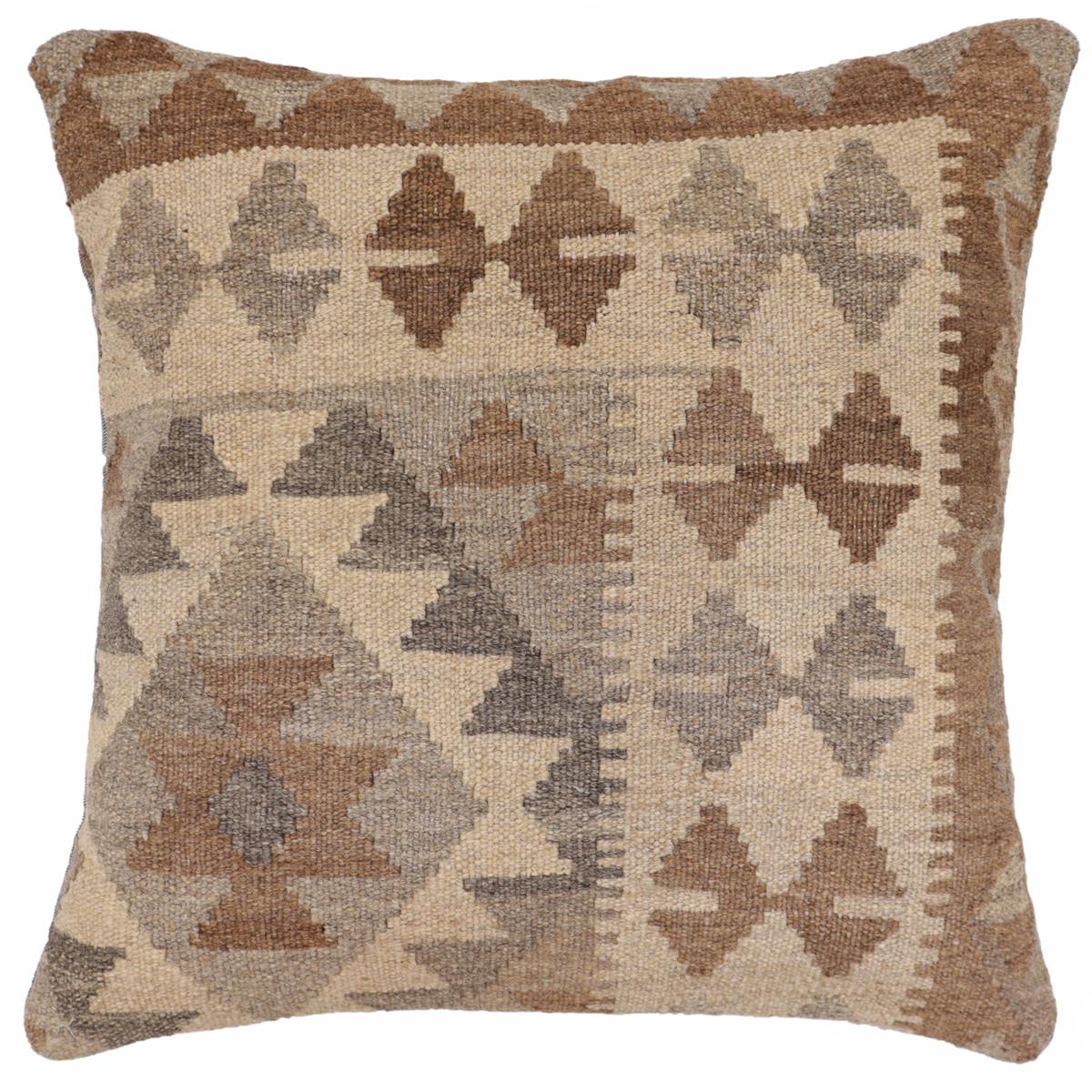 handmade Traditional Pillow Beige Brown Hand-Woven SQUARE 100% WOOL Hand woven turkish pillow2 x 2