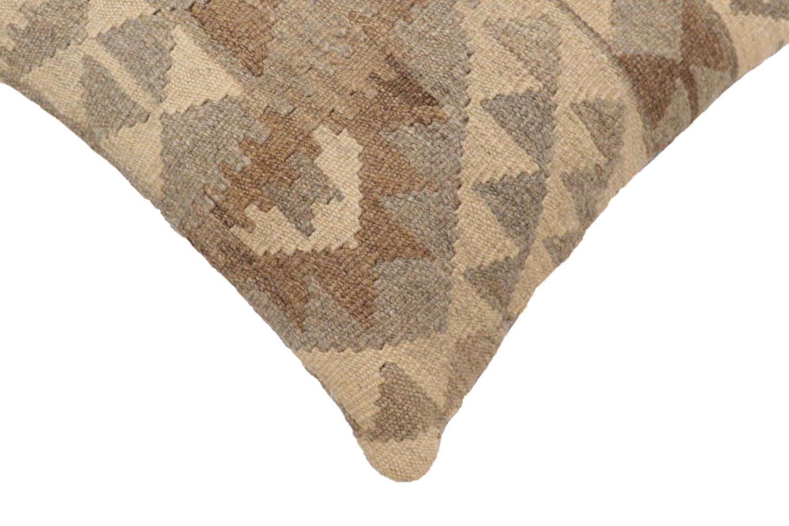 handmade Traditional Pillow Beige Gray Hand-Woven SQUARE 100% WOOL Hand woven turkish pillow2 x 2