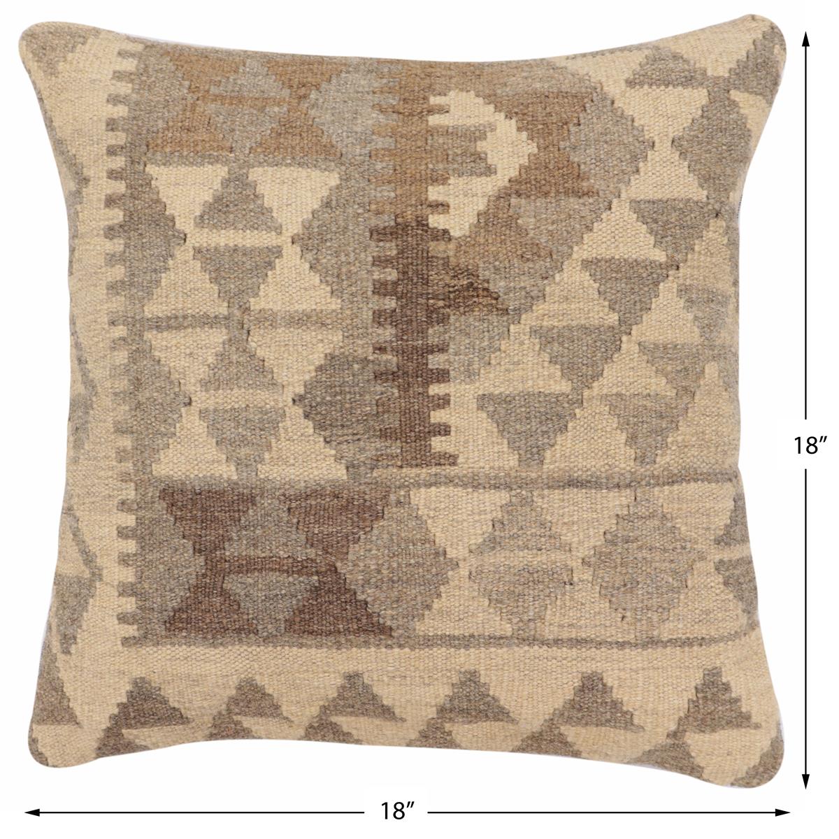 handmade Traditional Pillow Beige Gray Hand-Woven SQUARE 100% WOOL Hand woven turkish pillow2 x 2