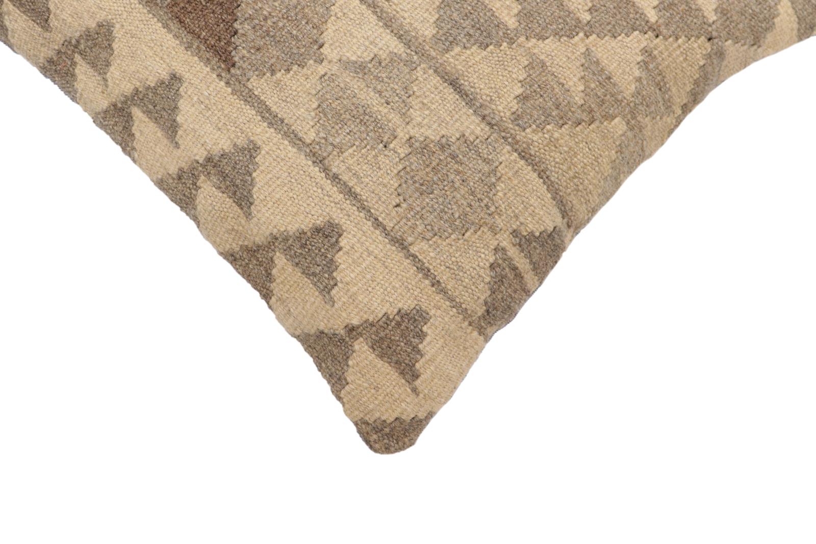 handmade Traditional Pillow Beige Gray Hand-Woven SQUARE 100% WOOL Hand woven turkish pillow2 x 2