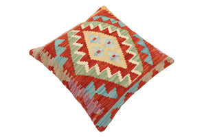 handmade Traditional Pillow Rust Blue Hand-Woven SQUARE 100% WOOL Hand woven turkish pillow2 x 2