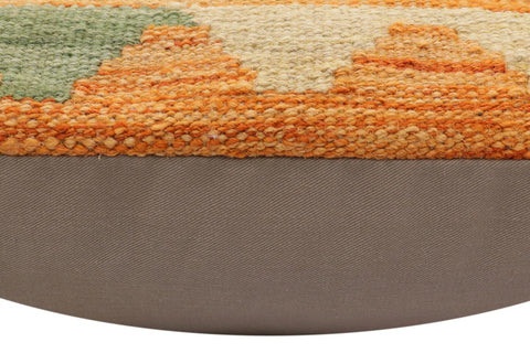 handmade Traditional Pillow Orange Blue Hand-Woven SQUARE 100% WOOL Hand woven turkish pillow2 x 2