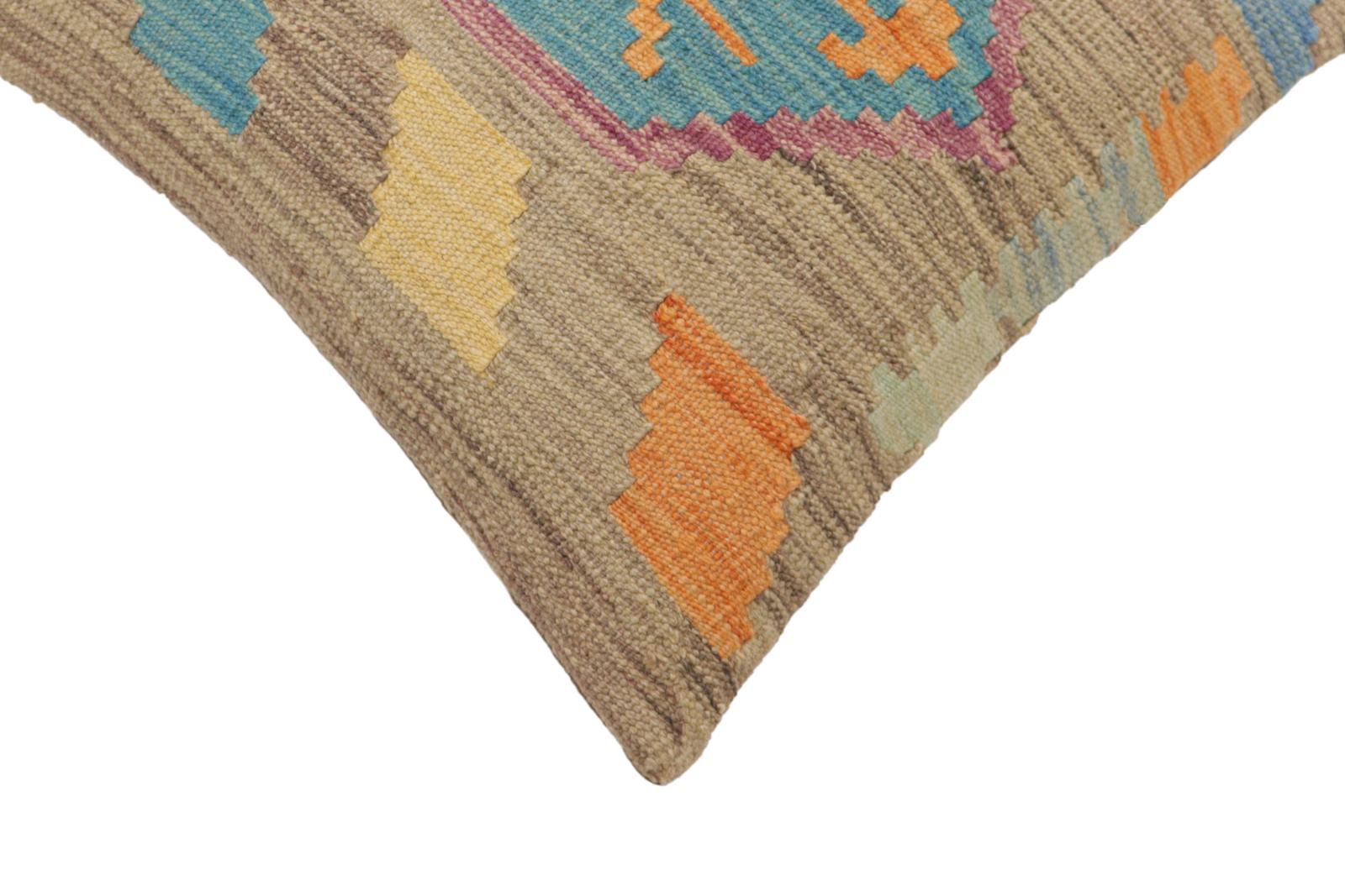handmade Traditional Pillow Blue Gray Hand-Woven SQUARE 100% WOOL Hand woven turkish pillow2 x 2
