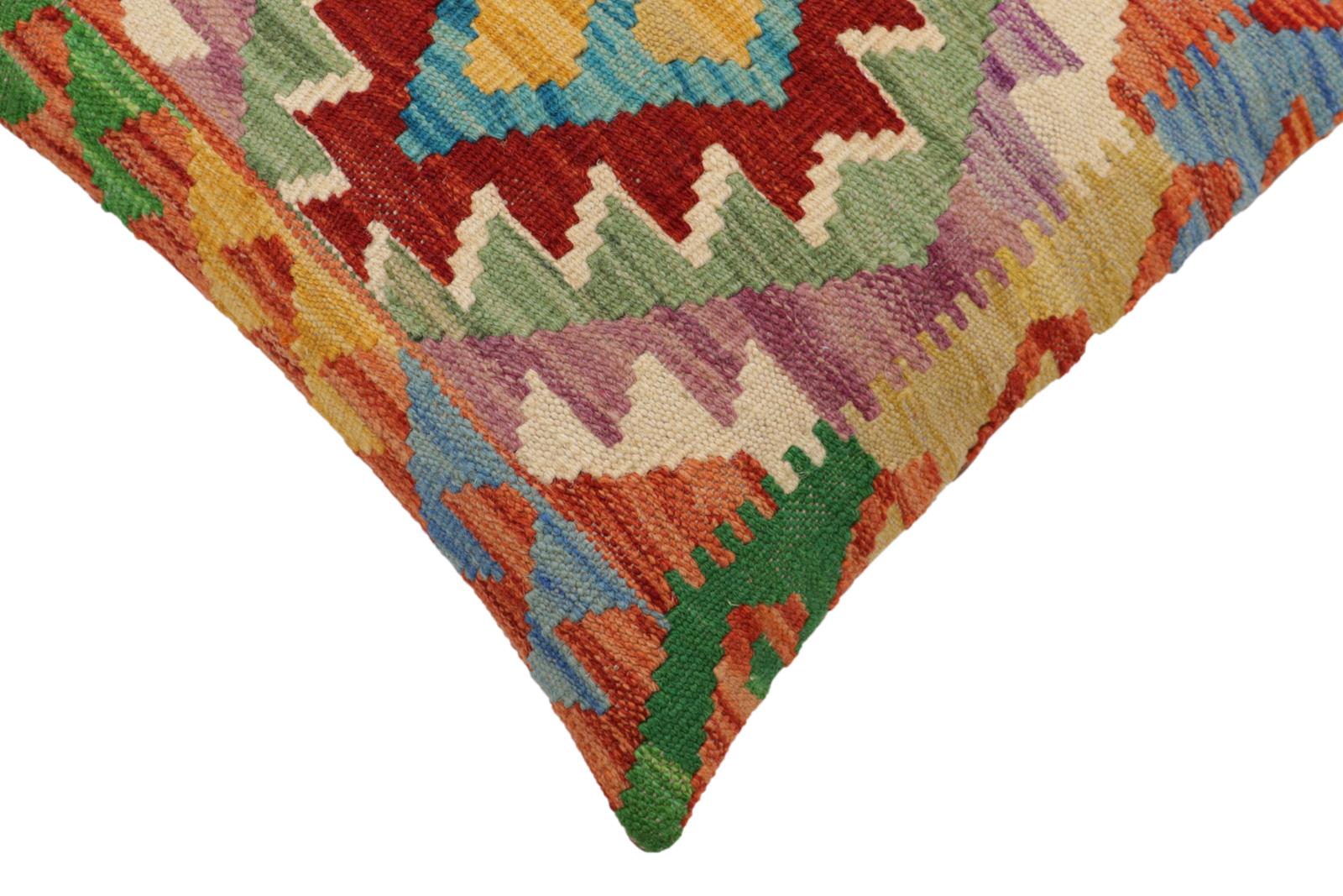 handmade Traditional Pillow Rust Blue Hand-Woven SQUARE 100% WOOL Hand woven turkish pillow2 x 2