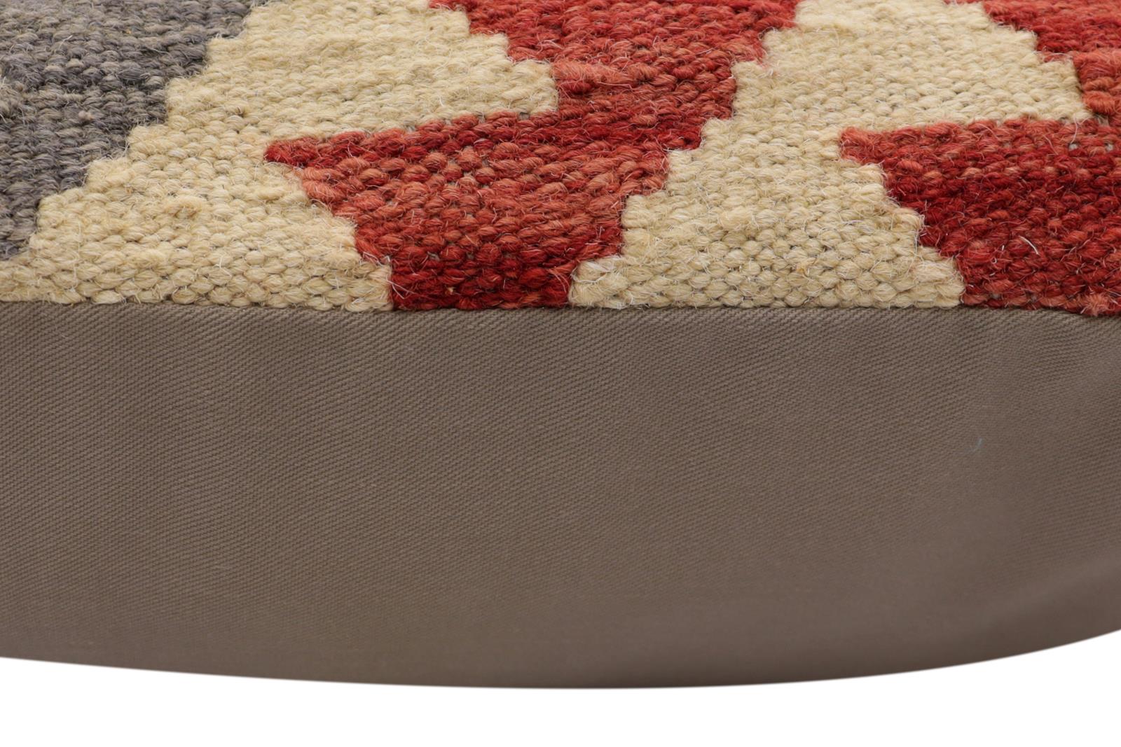 handmade Traditional Pillow Beige Red Hand-Woven SQUARE 100% WOOL Hand woven turkish pillow2 x 2